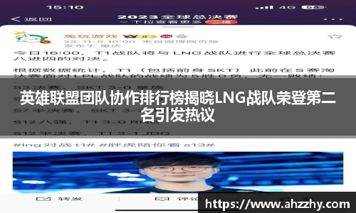 英雄联盟团队协作排行榜揭晓LNG战队荣登第二名引发热议
